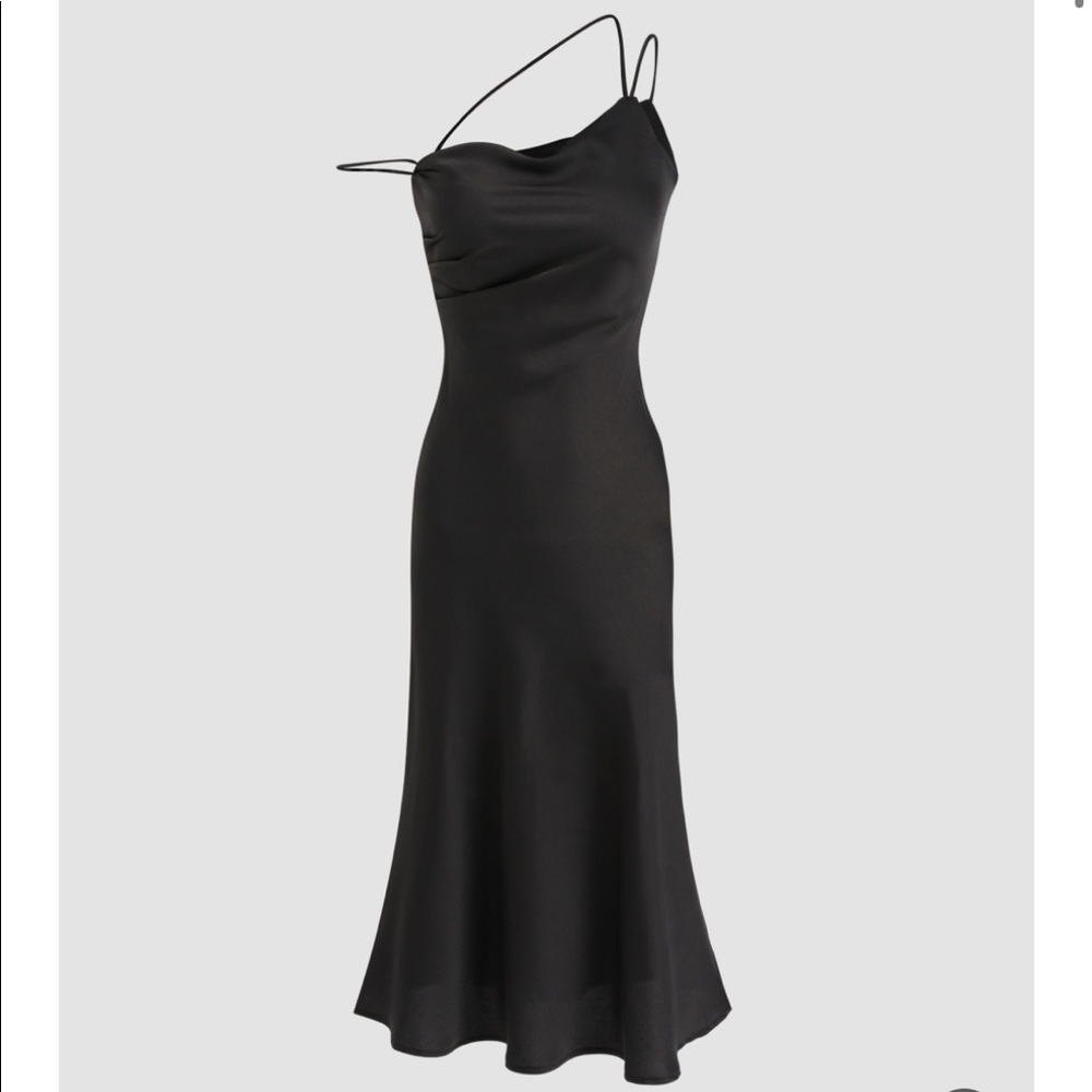 Solid Black Midi Dress